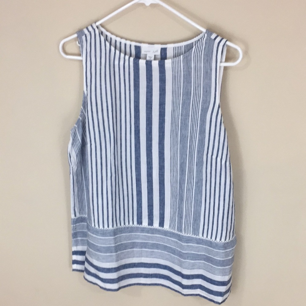 J Jill Love Linen Striped Sleeveless Top Tunic M
